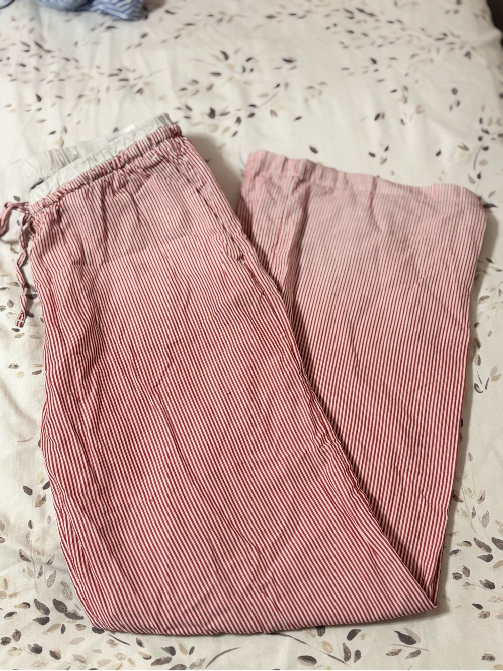 H&M Red & White Pinstripe Drawstring Pants